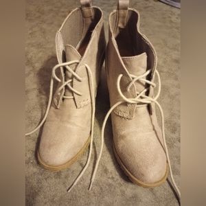 Tan wedge booties